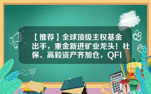 【推荐】全球顶级主权基金出手,重金新进矿业龙头!社保、高毅资产齐加仓,QFII最新持仓揭秘,北上资金加仓11只低估值绩优的QFII重仓股-QFII基金