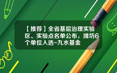 【推荐】全省基层治理实验区、实验点名单公布，潍坊6个单位入选-九水基金