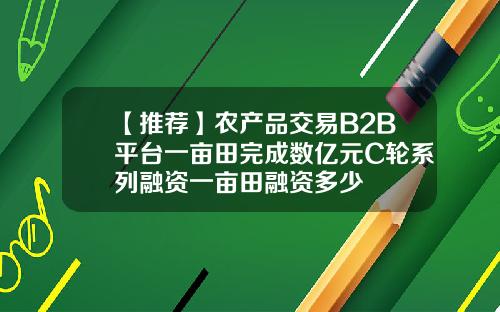 【推荐】农产品交易B2B平台一亩田完成数亿元C轮系列融资一亩田融资多少