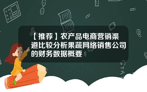 【推荐】农产品电商营销渠道比较分析果蔬网络销售公司的财务数据概要