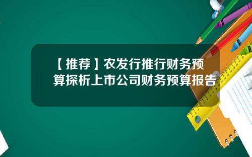 【推荐】农发行推行财务预算探析上市公司财务预算报告