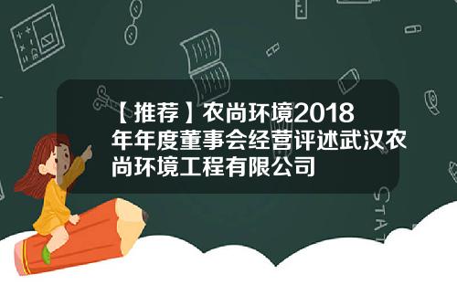 【推荐】农尚环境2018年年度董事会经营评述武汉农尚环境工程有限公司