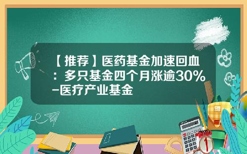 【推荐】医药基金加速回血：多只基金四个月涨逾30%-医疗产业基金