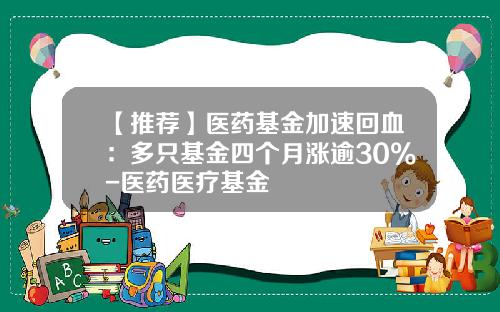 【推荐】医药基金加速回血：多只基金四个月涨逾30%-医药医疗基金