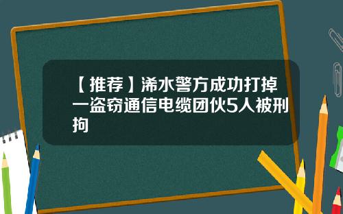 【推荐】浠水警方成功打掉一盗窃通信电缆团伙5人被刑拘