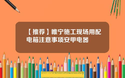 【推荐】睢宁施工现场用配电箱注意事项安甲电器