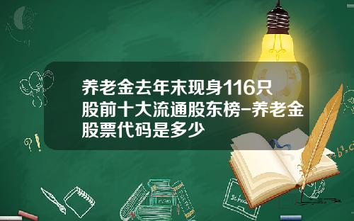 养老金去年末现身116只股前十大流通股东榜-养老金股票代码是多少