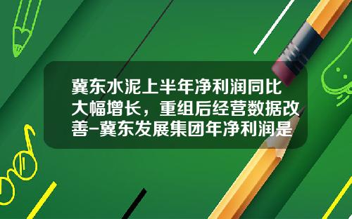 冀东水泥上半年净利润同比大幅增长，重组后经营数据改善-冀东发展集团年净利润是多少