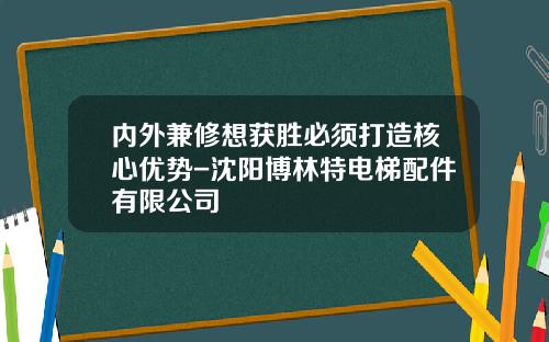 内外兼修想获胜必须打造核心优势-沈阳博林特电梯配件有限公司