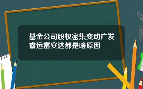 基金公司股权密集变动广发睿远富安达都是啥原因