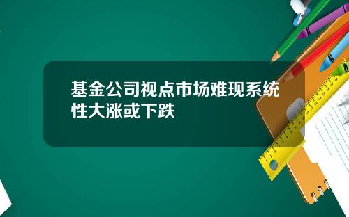 基金公司视点市场难现系统性大涨或下跌