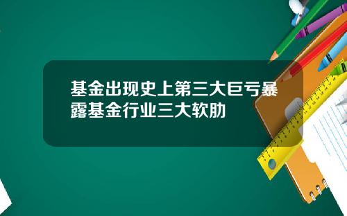 基金出现史上第三大巨亏暴露基金行业三大软肋