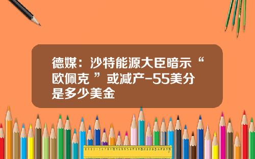 德媒：沙特能源大臣暗示“欧佩克+”或减产-55美分是多少美金