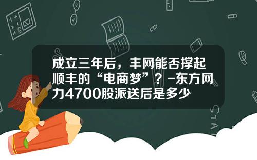 成立三年后，丰网能否撑起顺丰的“电商梦”？-东方网力4700股派送后是多少