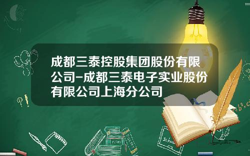 成都三泰控股集团股份有限公司-成都三泰电子实业股份有限公司上海分公司