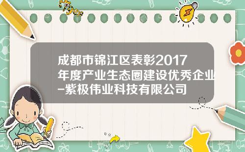 成都市锦江区表彰2017年度产业生态圈建设优秀企业-紫极伟业科技有限公司