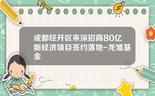 成都经开区来深招商80亿新经济项目签约落地-龙雏基金