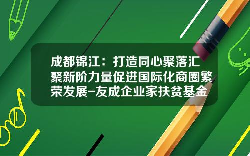 成都锦江：打造同心聚落汇聚新阶力量促进国际化商圈繁荣发展-友成企业家扶贫基金会