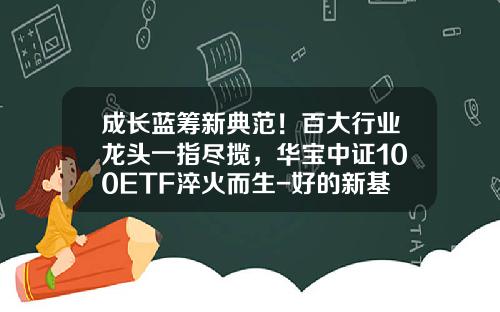 成长蓝筹新典范！百大行业龙头一指尽揽，华宝中证100ETF淬火而生-好的新基金