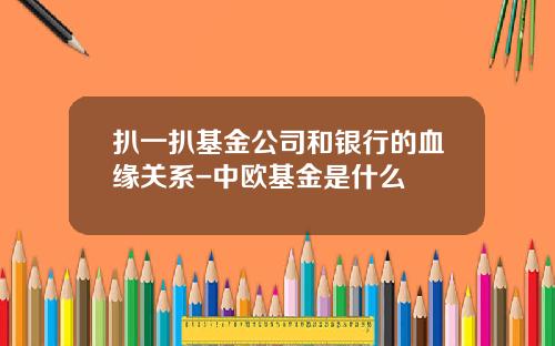 扒一扒基金公司和银行的血缘关系-中欧基金是什么
