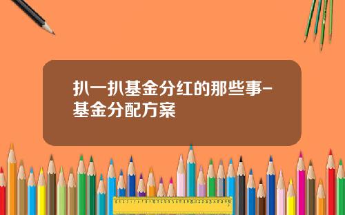 扒一扒基金分红的那些事-基金分配方案