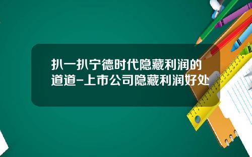 扒一扒宁德时代隐藏利润的道道-上市公司隐藏利润好处