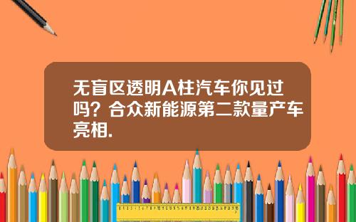 无盲区透明A柱汽车你见过吗？合众新能源第二款量产车亮相.