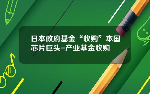日本政府基金“收购”本国芯片巨头-产业基金收购