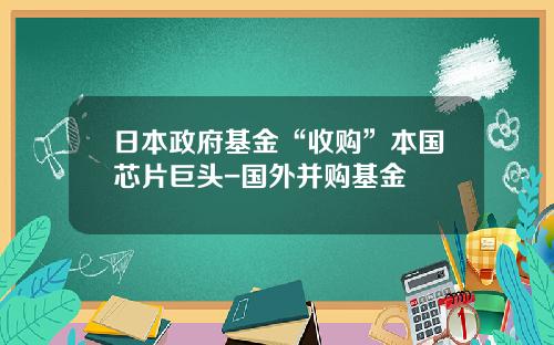 日本政府基金“收购”本国芯片巨头-国外并购基金