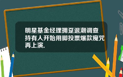 明星基金经理拥趸退潮调查持有人开始用脚投票爆款魔咒再上演.