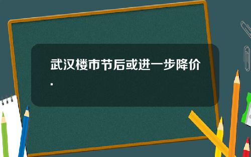 武汉楼市节后或进一步降价.