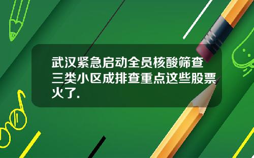 武汉紧急启动全员核酸筛查三类小区成排查重点这些股票火了.