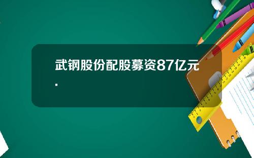 武钢股份配股募资87亿元.