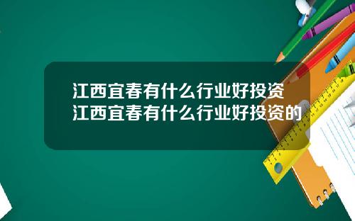 江西宜春有什么行业好投资江西宜春有什么行业好投资的