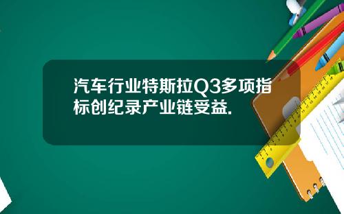 汽车行业特斯拉Q3多项指标创纪录产业链受益.