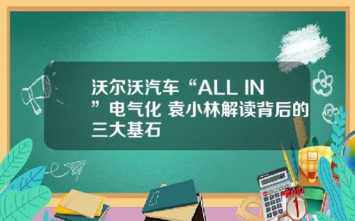 沃尔沃汽车“ALL IN”电气化 袁小林解读背后的三大基石