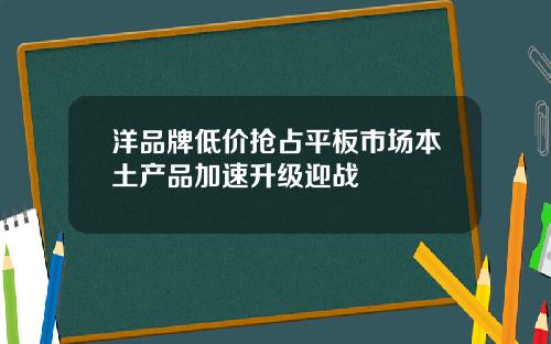 洋品牌低价抢占平板市场本土产品加速升级迎战