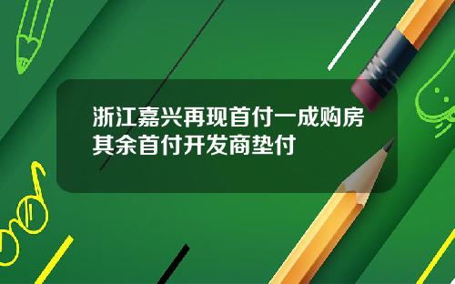 浙江嘉兴再现首付一成购房其余首付开发商垫付