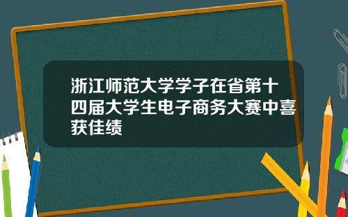 浙江师范大学学子在省第十四届大学生电子商务大赛中喜获佳绩