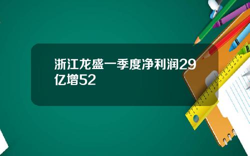 浙江龙盛一季度净利润29亿增52