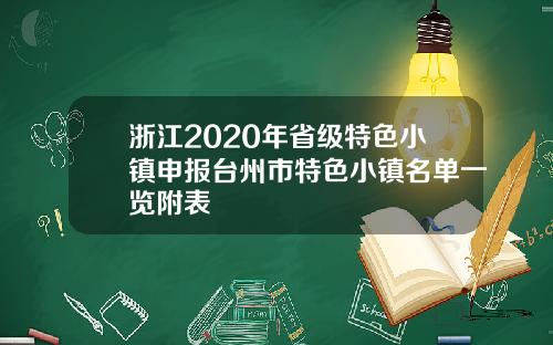 浙江2020年省级特色小镇申报台州市特色小镇名单一览附表