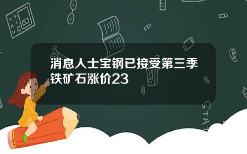 消息人士宝钢已接受第三季铁矿石涨价23