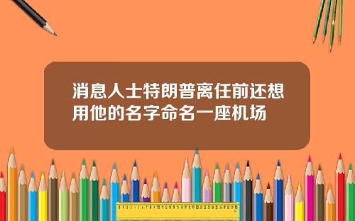 消息人士特朗普离任前还想用他的名字命名一座机场