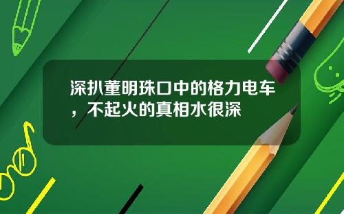 深扒董明珠口中的格力电车，不起火的真相水很深