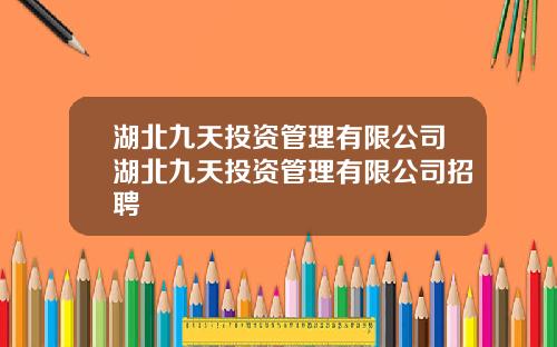 湖北九天投资管理有限公司湖北九天投资管理有限公司招聘