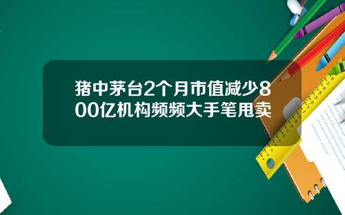 猪中茅台2个月市值减少800亿机构频频大手笔甩卖
