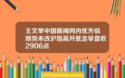 王文举中国新闻网内忧外弱颓势未改沪指高开低走早盘收2906点