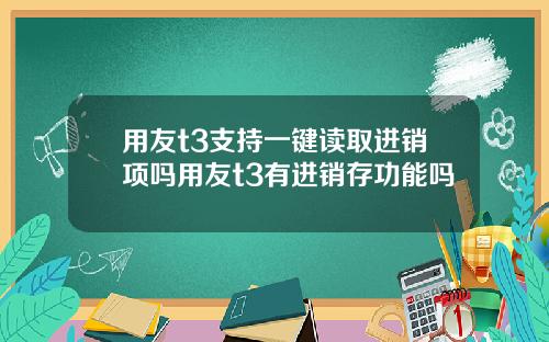 用友t3支持一键读取进销项吗用友t3有进销存功能吗