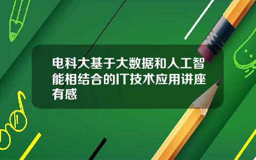 电科大基于大数据和人工智能相结合的IT技术应用讲座有感