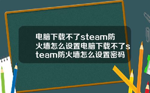 电脑下载不了steam防火墙怎么设置电脑下载不了steam防火墙怎么设置密码